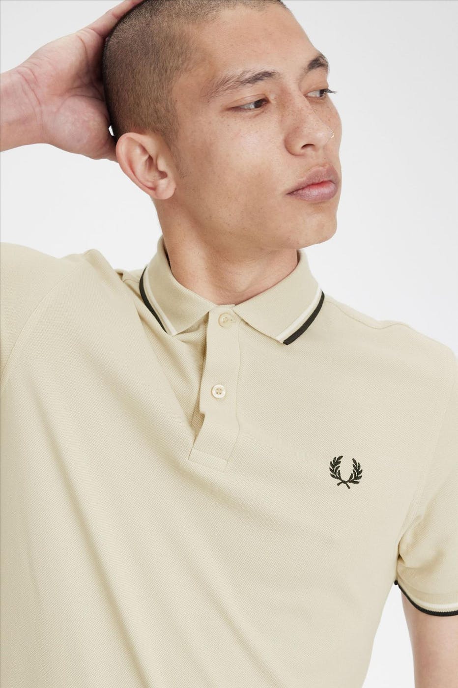 Fred Perry - Beige-Zwarte Twin Tipped polo