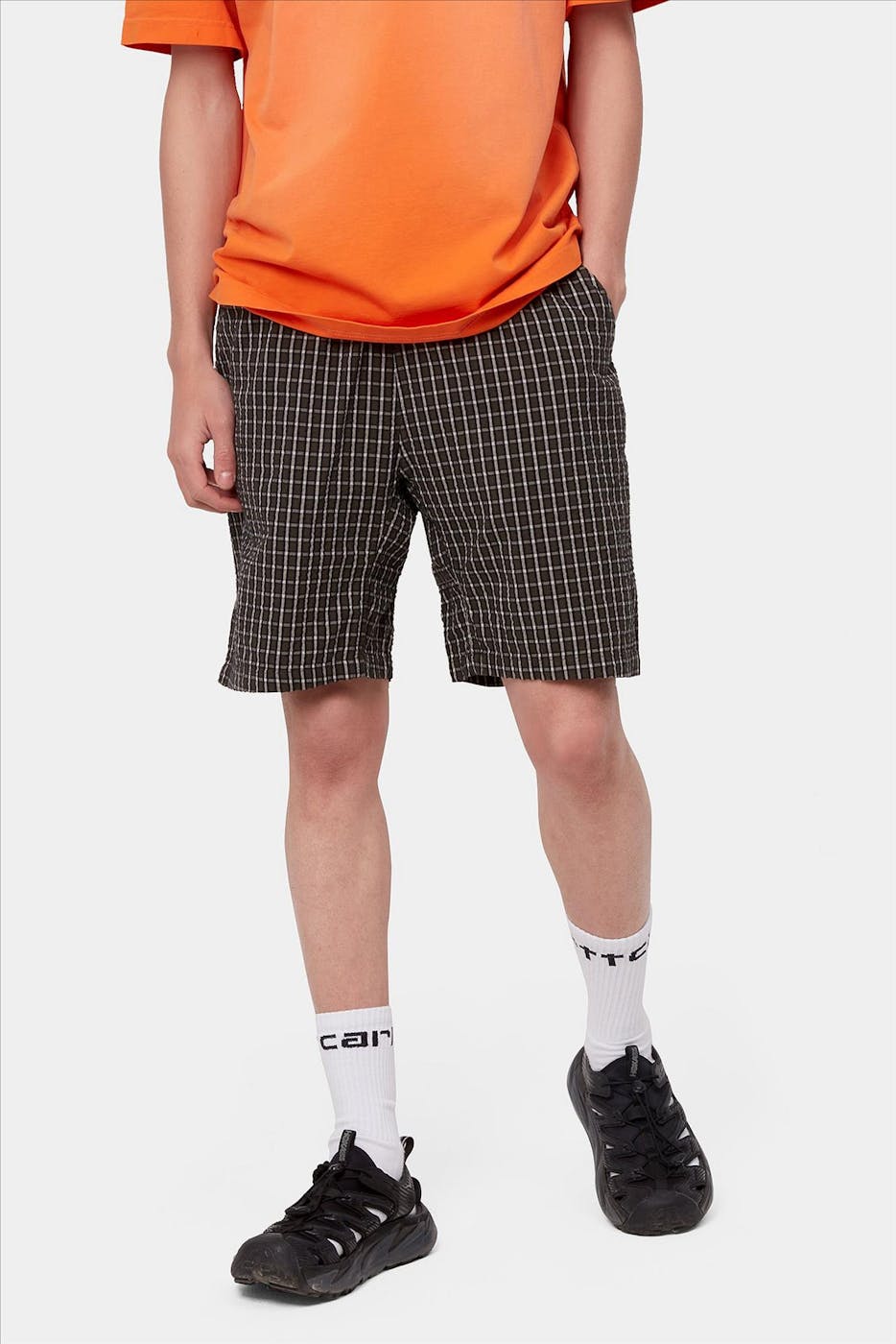 Carhartt WIP - Kaki geruite Dryden short