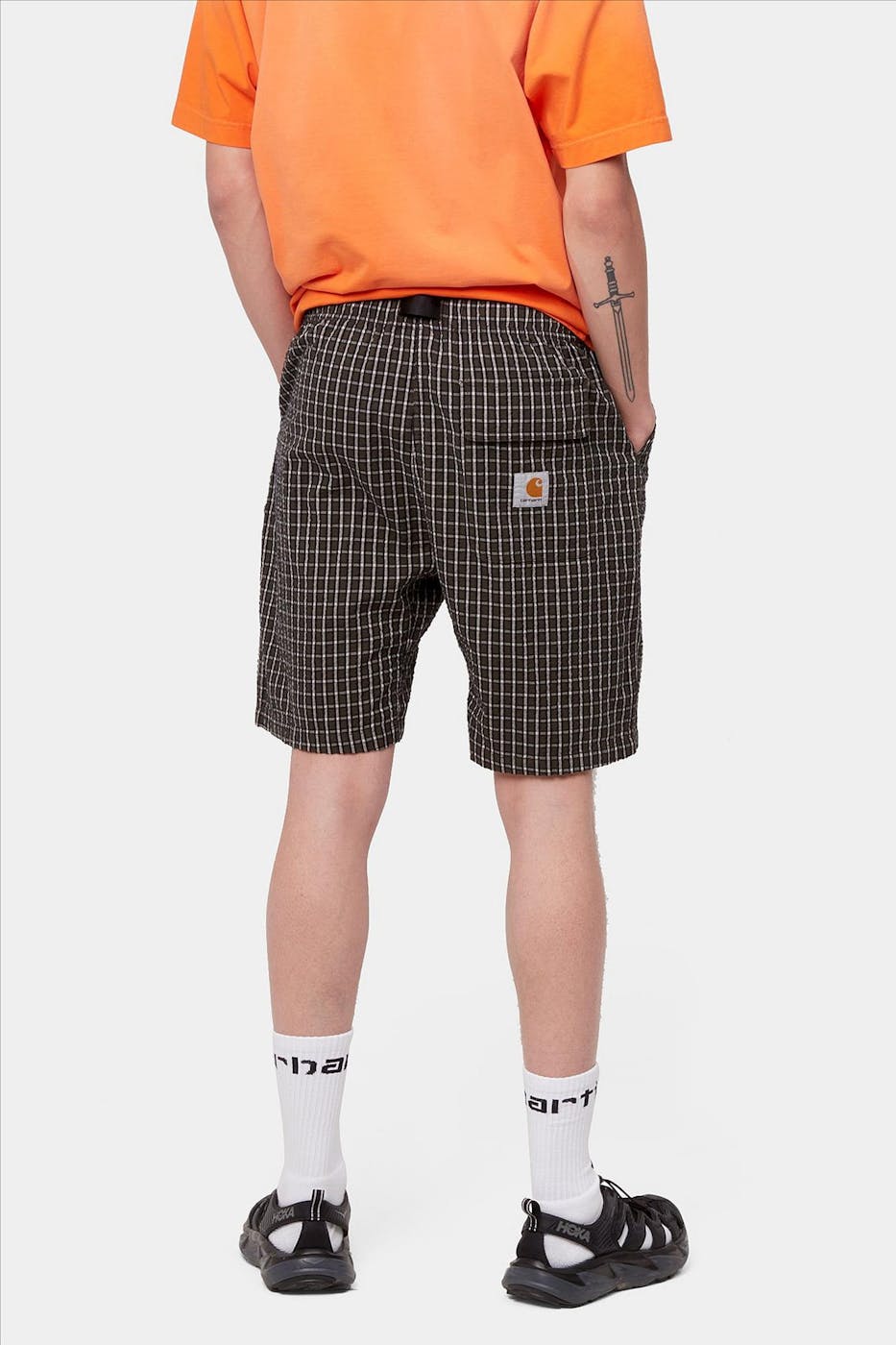 Carhartt WIP - Kaki geruite Dryden short