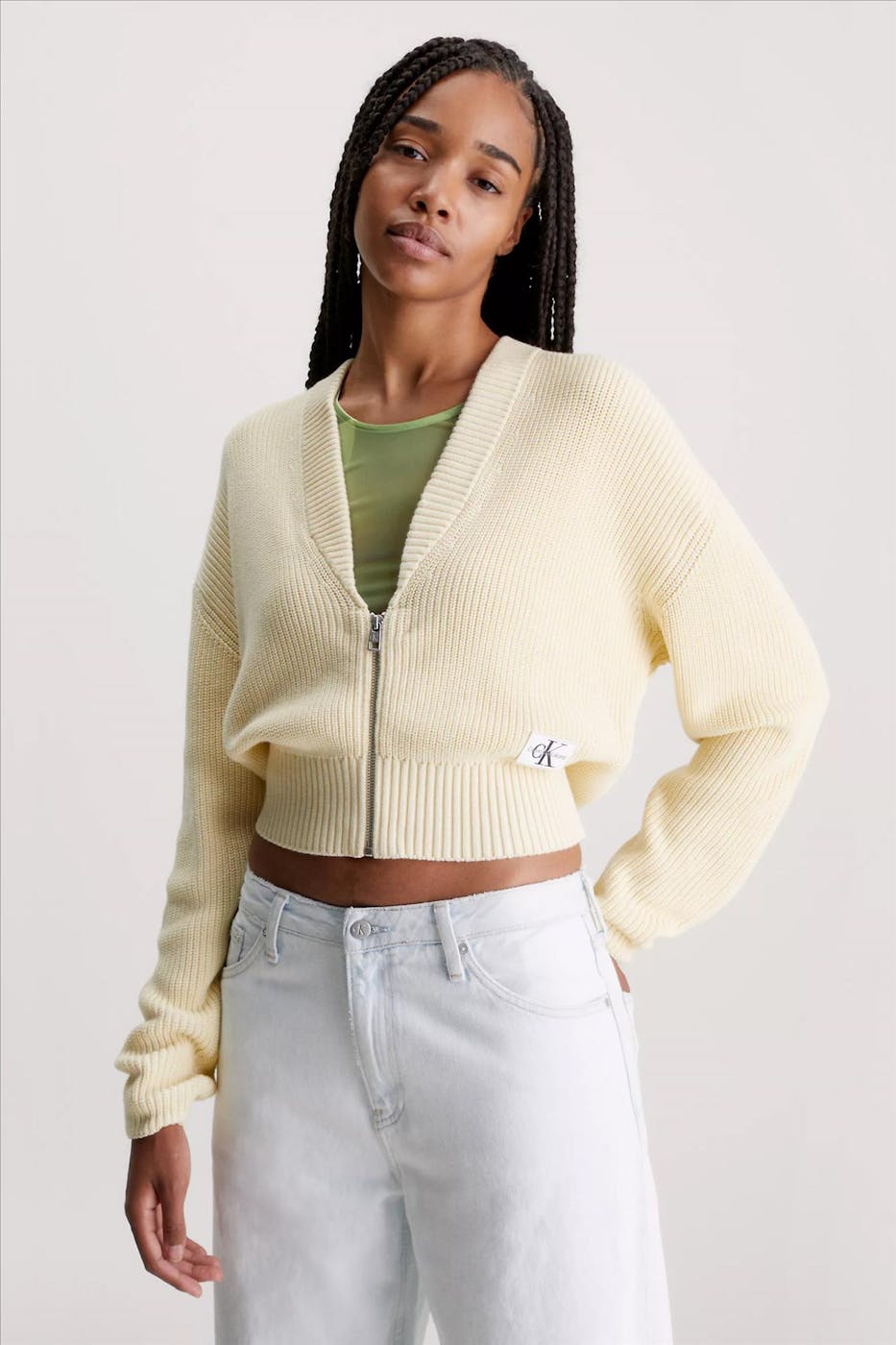 Calvin Klein Jeans - Ecru Rib Texture trui