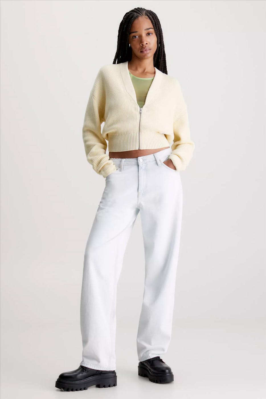 Calvin Klein Jeans - Ecru Rib Texture trui
