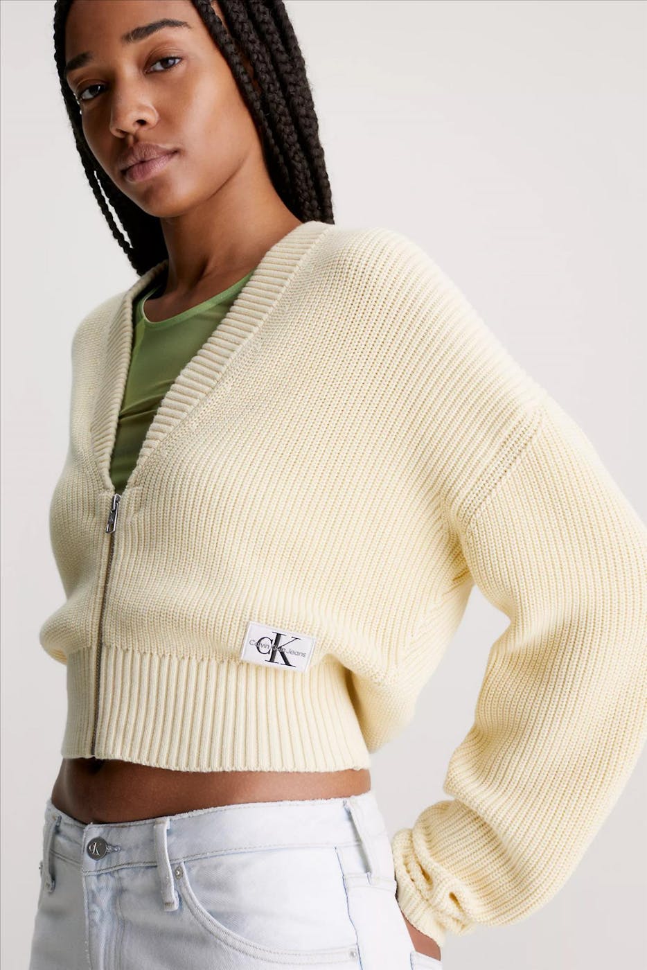 Calvin Klein Jeans - Ecru Rib Texture trui