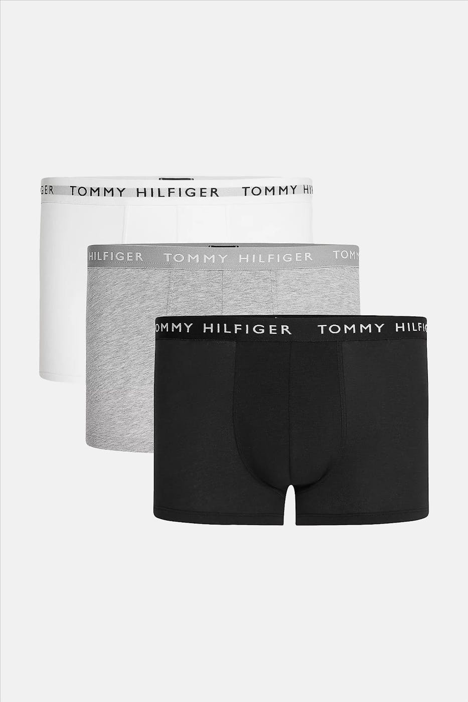 Tommy Hilfiger Underwear - Wit-grijs-zwarte 3-pack Trunk boxershorts