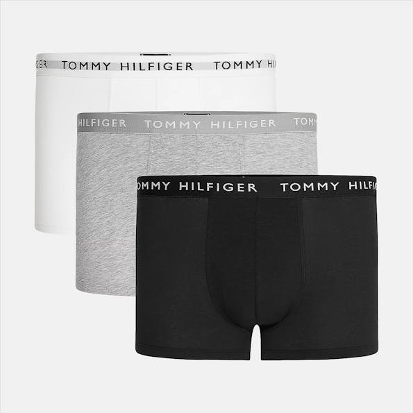 Tommy Hilfiger Underwear - Wit-grijs-zwarte 3-pack Trunk boxershorts