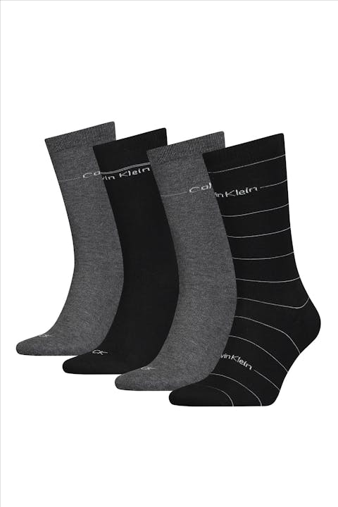 Calvin Klein - Grijs-zwarte 4-pack giftbox sokken, maat: one size