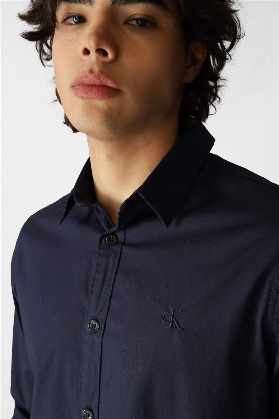 Calvin Klein Jeans - Donkerblauw Slim Logo hemd