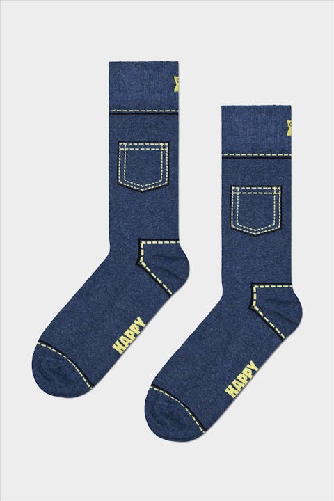 Happy Socks - Blauwe Denim sokken, maat: 41-46