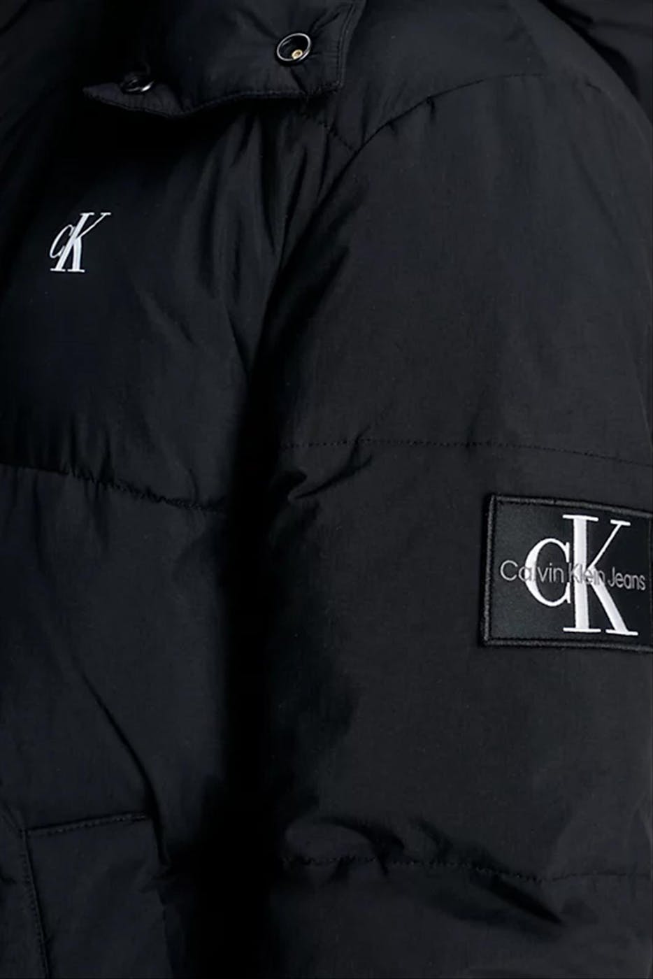 Calvin Klein Jeans - Zwarte Essential CK Logo pufferjas