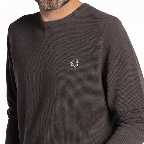 Fred Perry - Donkergrijze Pique Textured trui