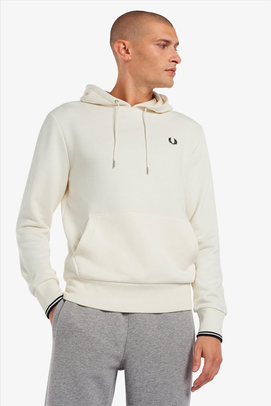 Fred Perry - Ecru Tipped Hooded sweater