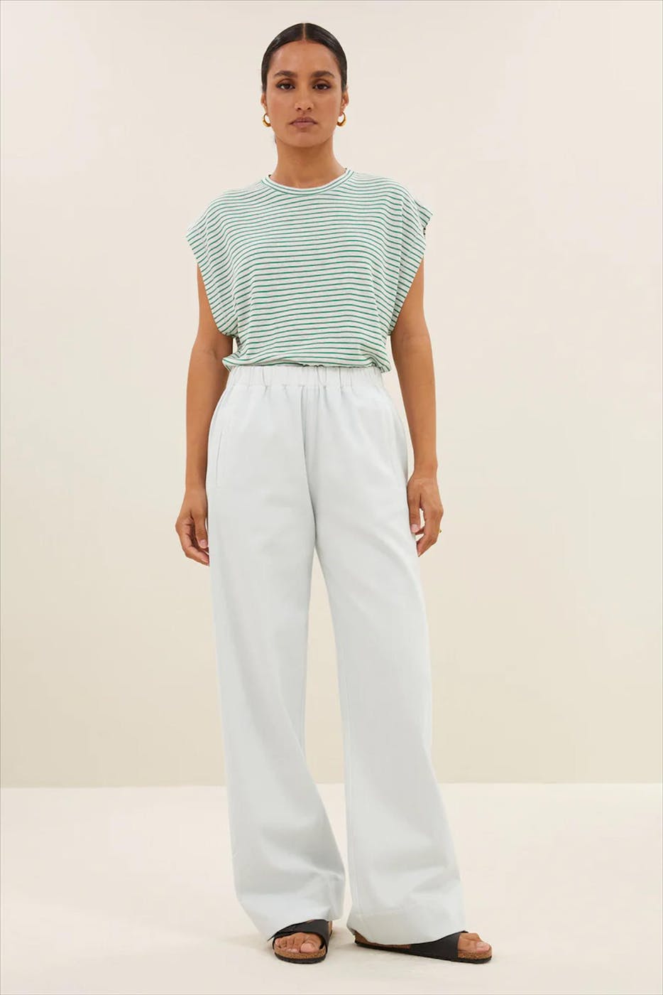 BY BAR - Ecru-Groene Mason Stripe T-shirt