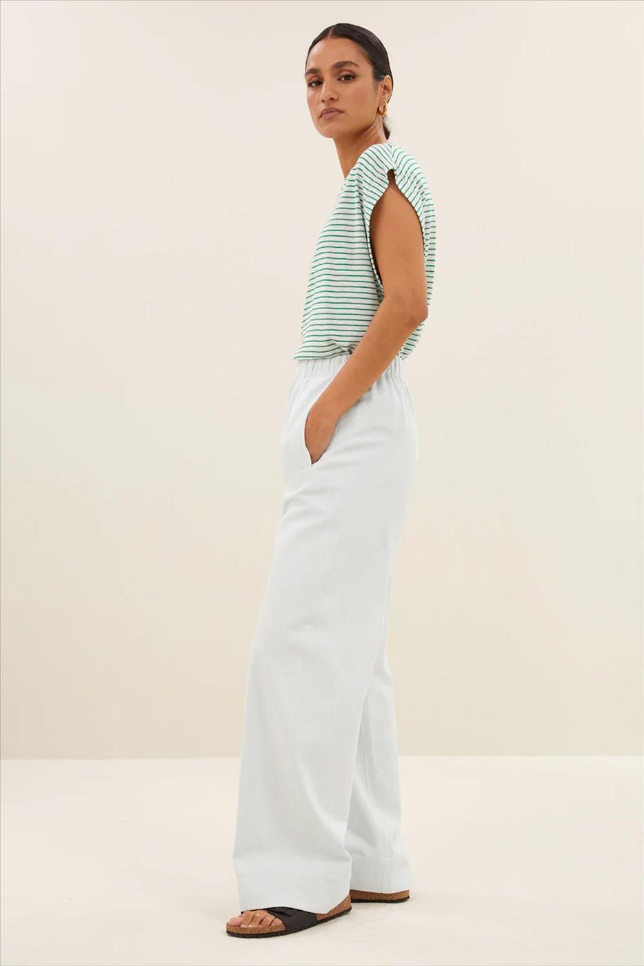 BY BAR - Ecru-Groene Mason Stripe T-shirt