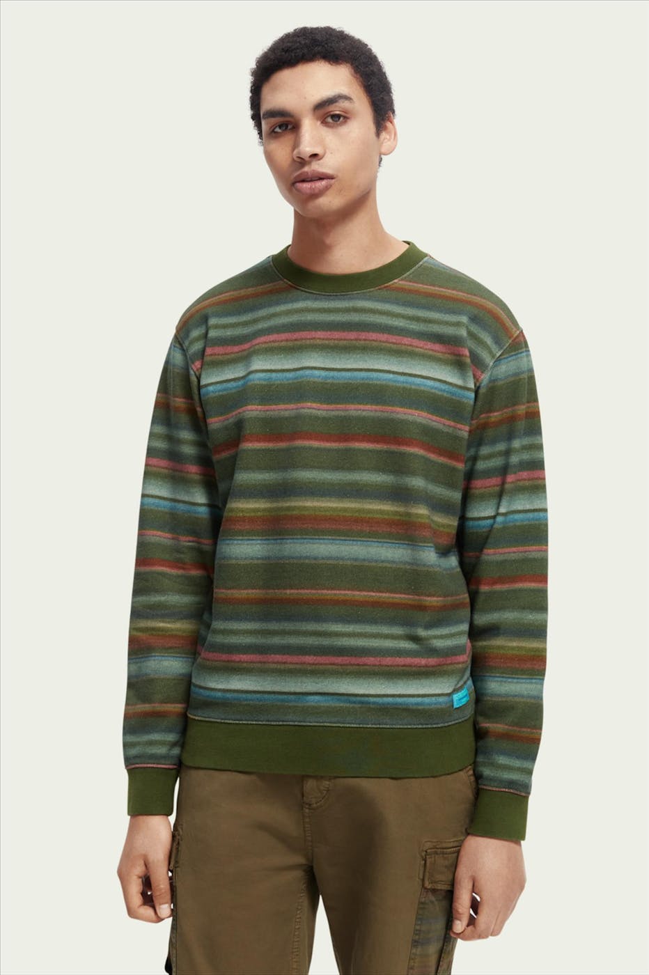 Scotch & Soda - Groene Multistripe sweater