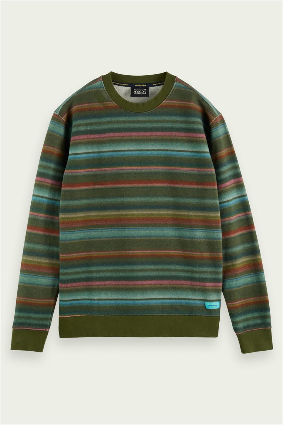 Scotch & Soda - Groene Multistripe sweater