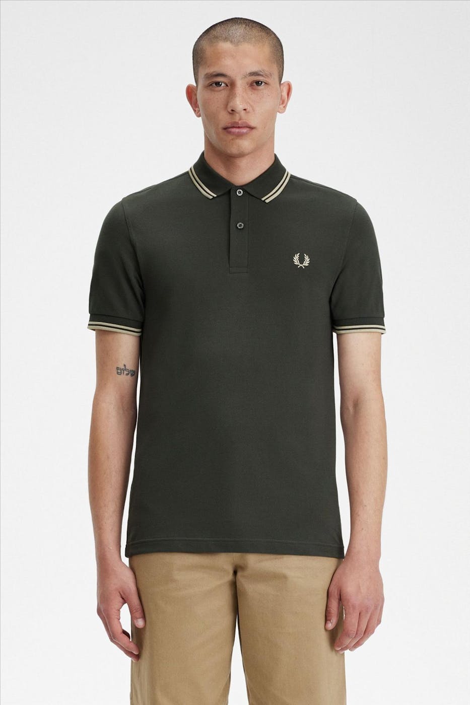 Fred Perry - Kaki Twin Tipped polo
