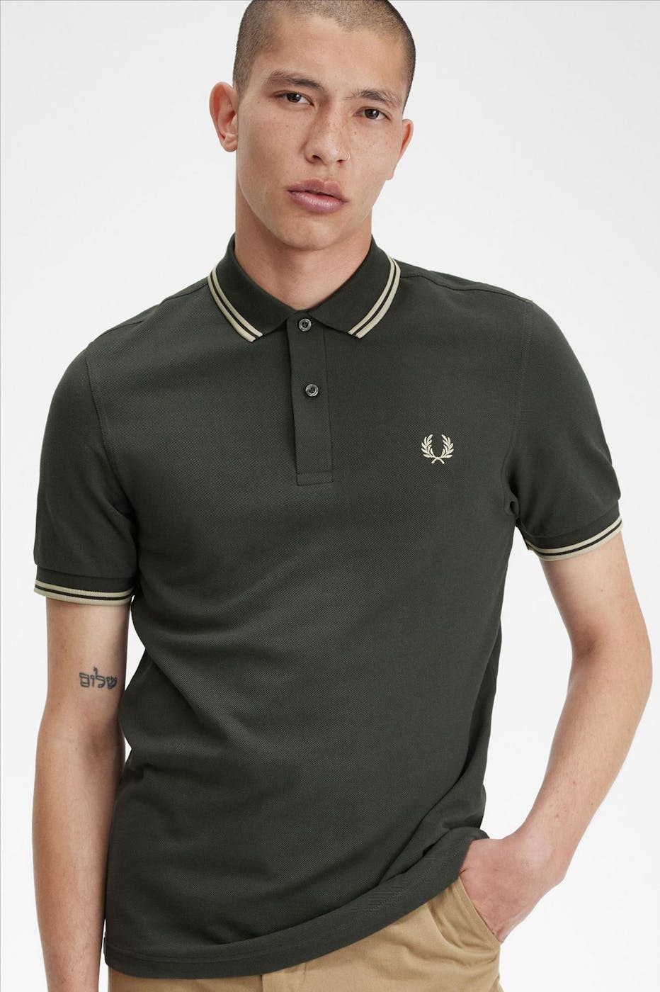 Fred Perry - Kaki Twin Tipped polo