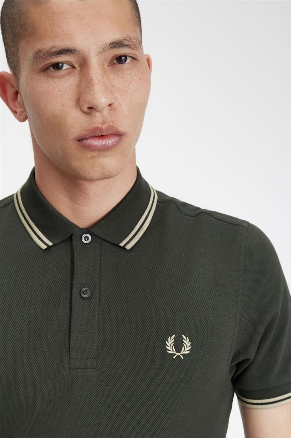 Fred Perry - Kaki Twin Tipped polo