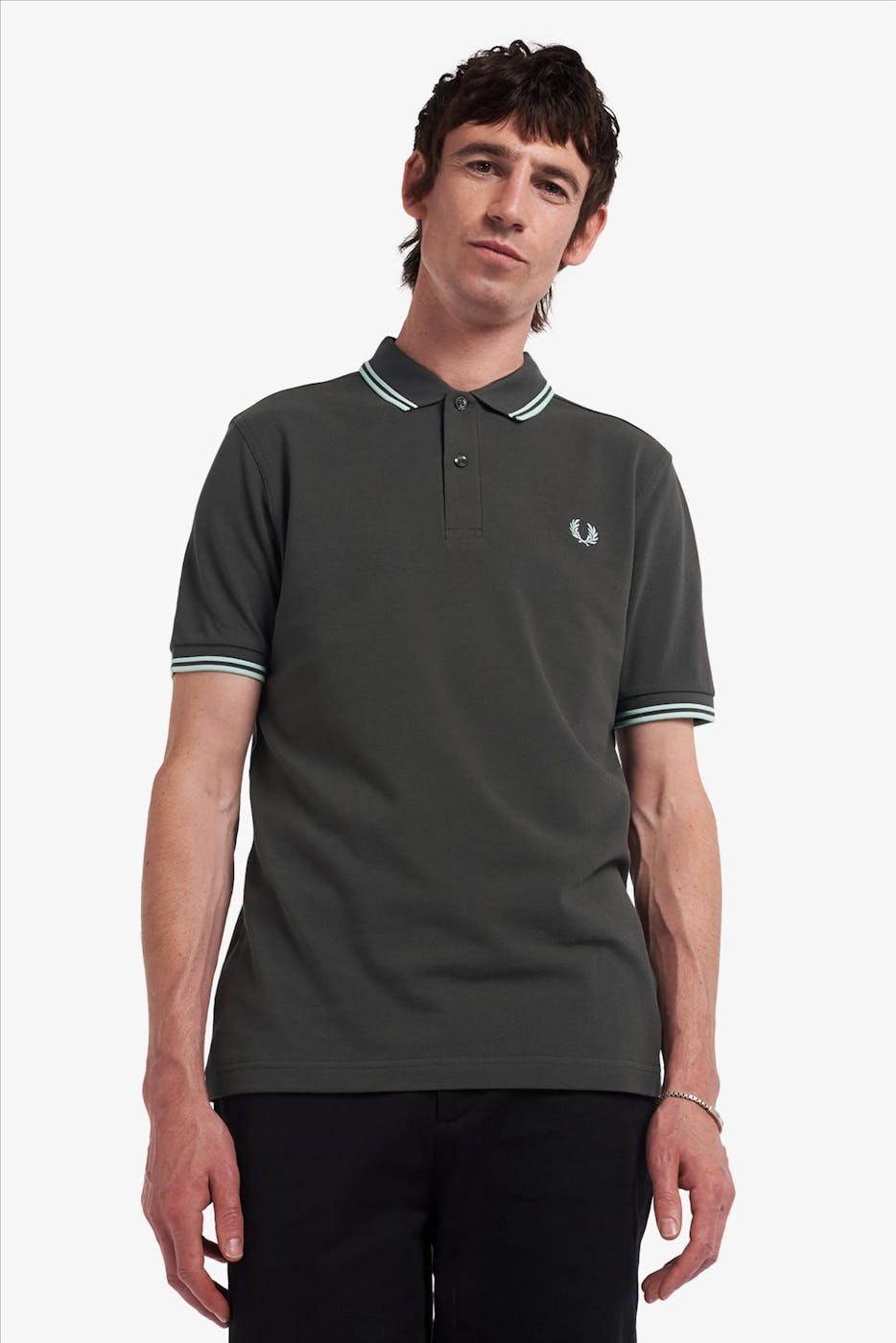 Fred Perry - Donkergrijze Twin Tipped polo