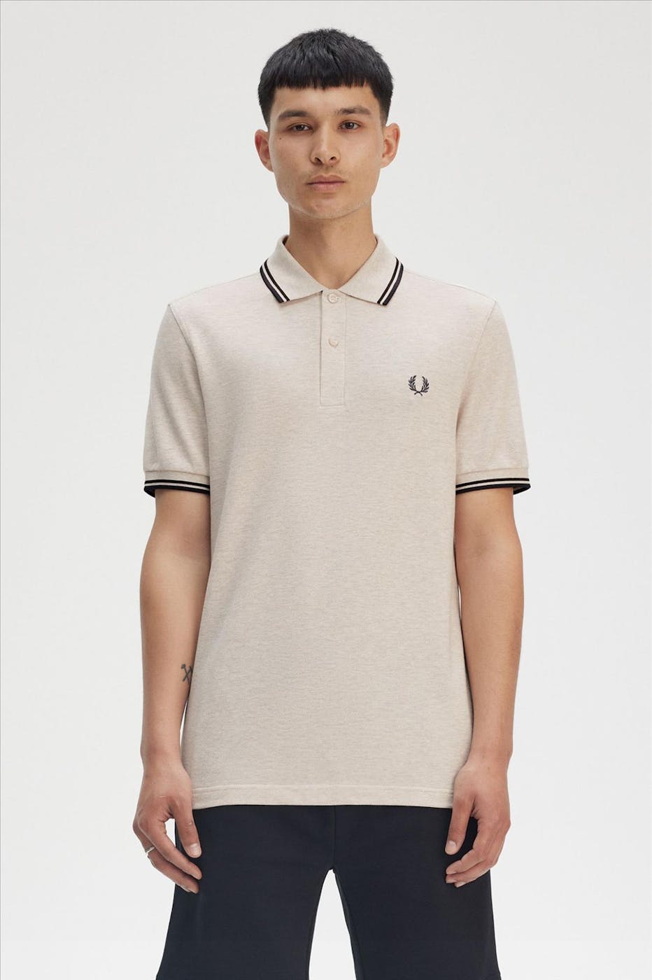 Fred Perry - Beige-Donkergrijze Twin Tipped polo
