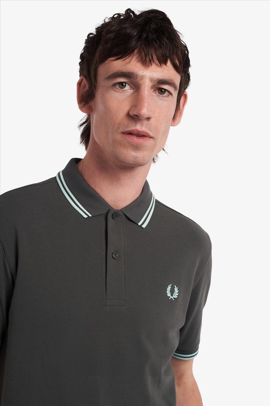 Fred Perry - Donkergrijze Twin Tipped polo