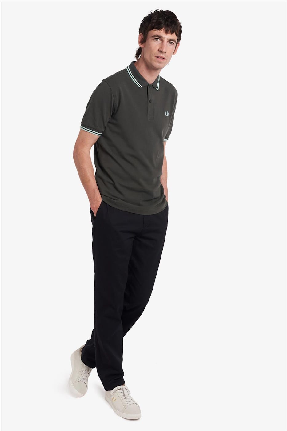 Fred Perry - Donkergrijze Twin Tipped polo