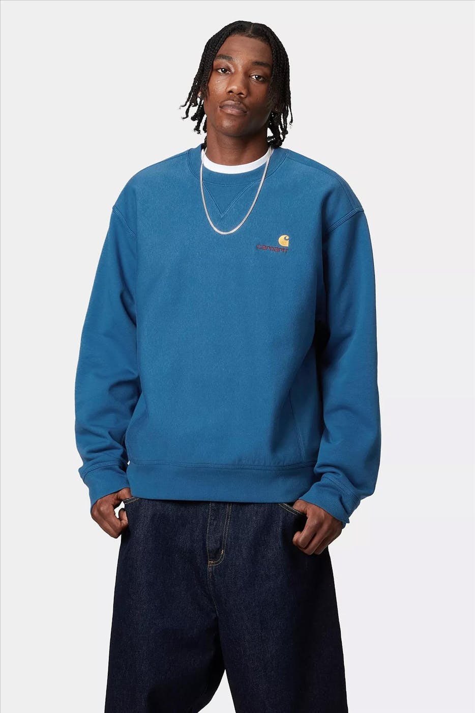 Carhartt WIP - Middenblauwe American Script sweater