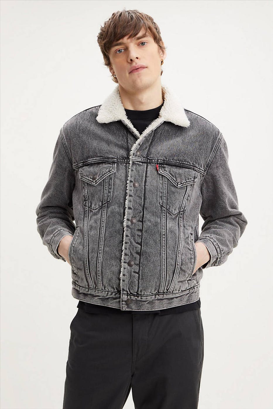 Levi's - Donkergrijze Vintage Sherpa jeansjas