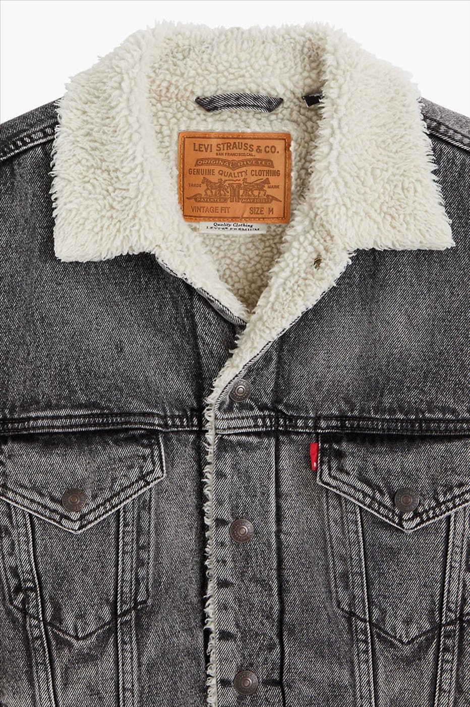 Levi's - Donkergrijze Vintage Sherpa jeansjas