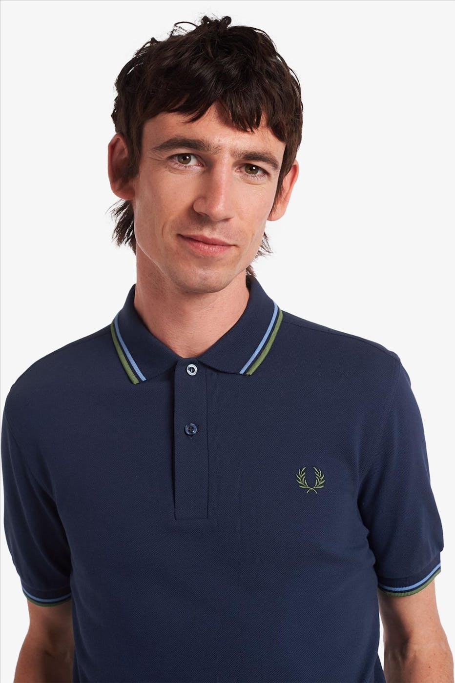 Fred Perry - Blauw-groene Twin Tipped Polo