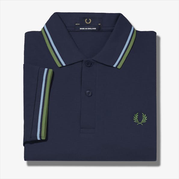 Fred Perry - Blauw-groene Twin Tipped Polo