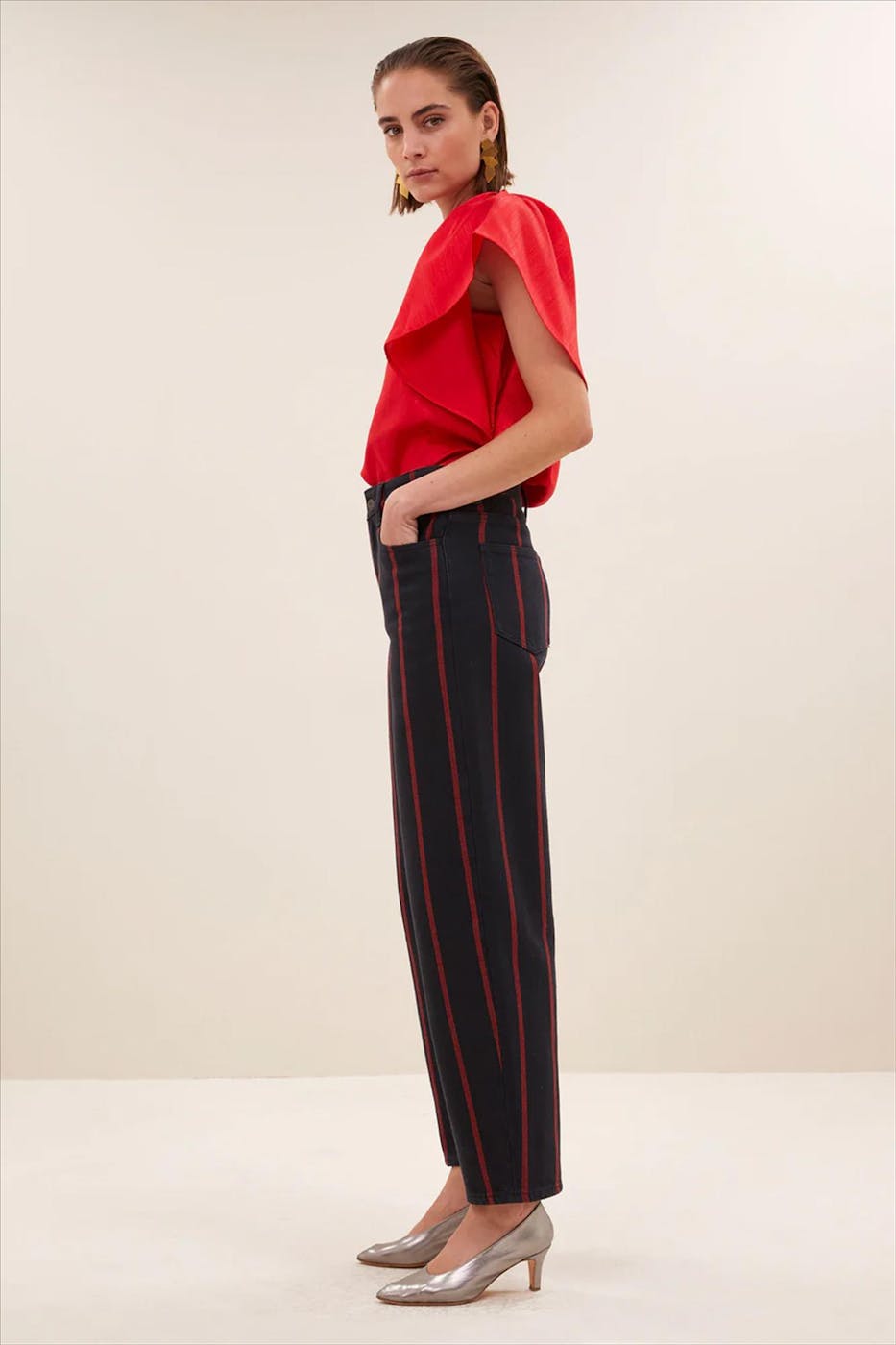 BY BAR - Zwart-Rode Lew Rocky jeans