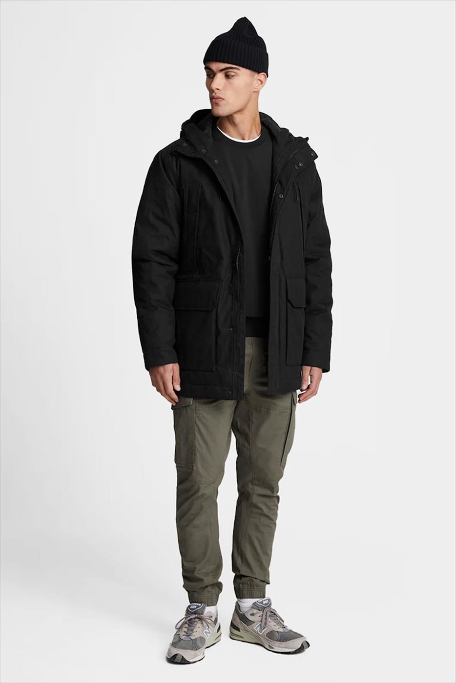 Lyle & Scott - Zwarte Microfleece parka jas
