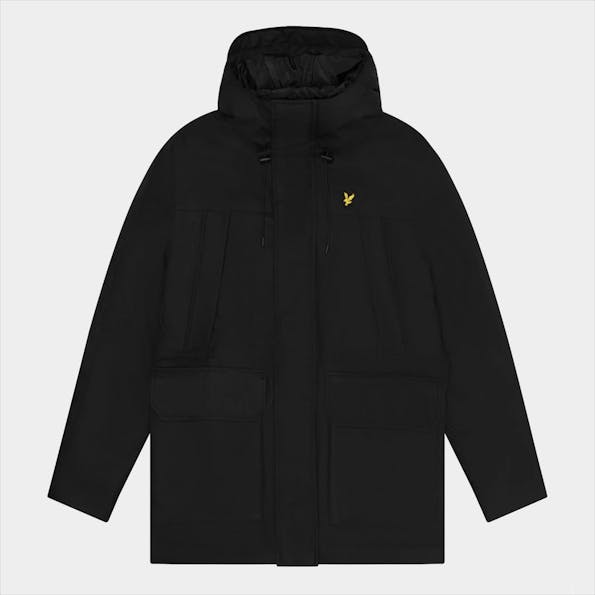 Lyle & Scott - Zwarte Microfleece parka jas