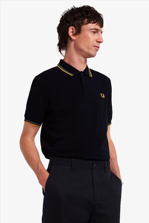 Fred Perry - Donkerblauw-gele Twin Tipped Polo