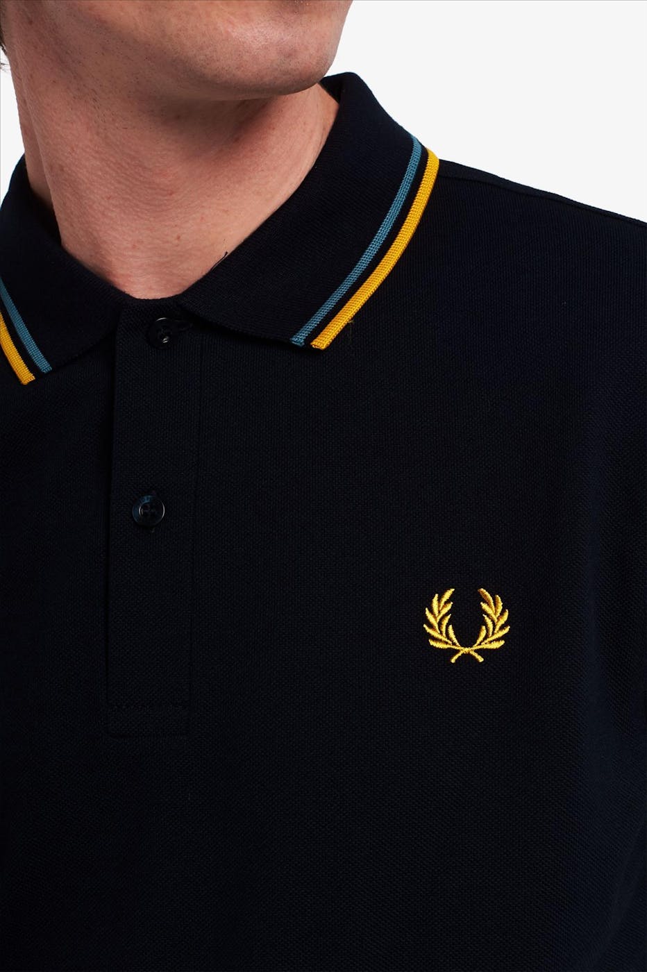 Fred Perry - Donkerblauw-gele Twin Tipped Polo