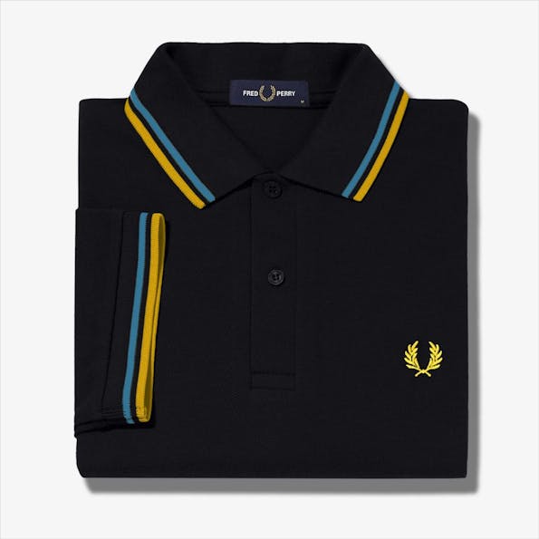 Fred Perry - Donkerblauw-gele Twin Tipped Polo