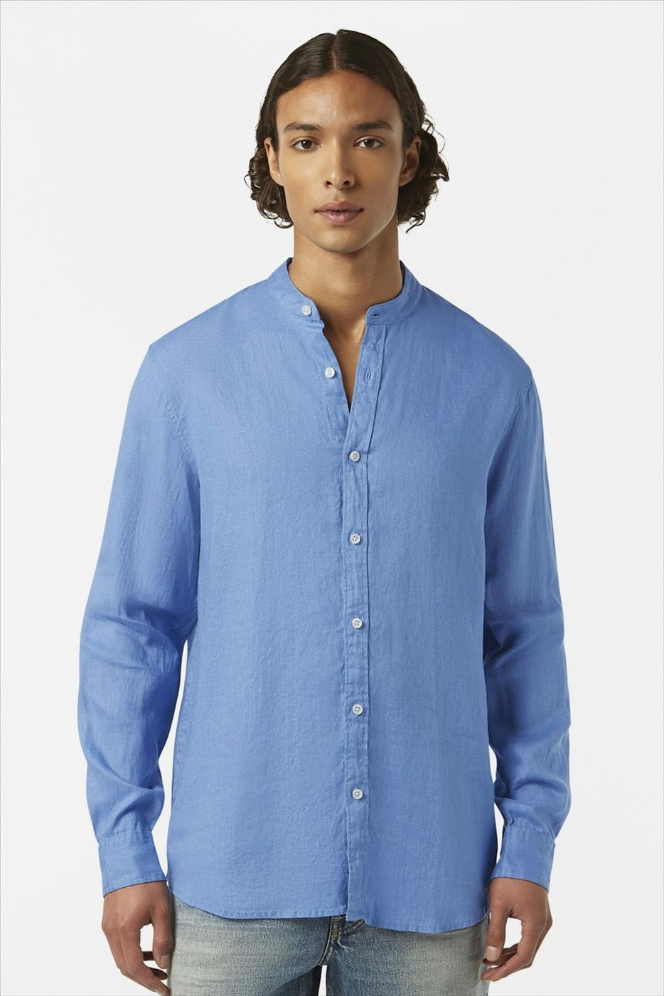 Scotch & Soda - Blauw Regular Linnen hemd