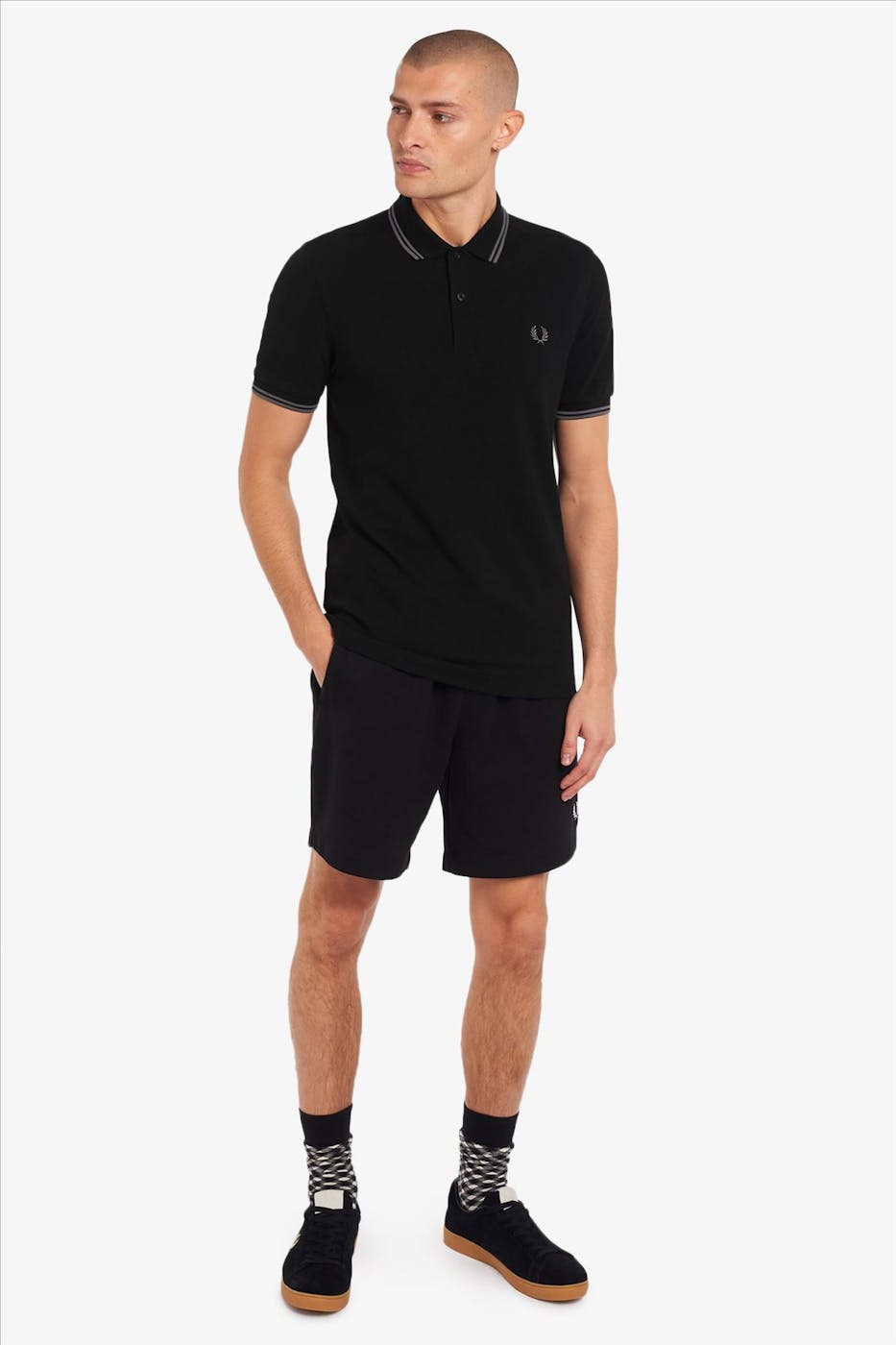 Fred Perry - Zwart-grijze Twin Tipped polo