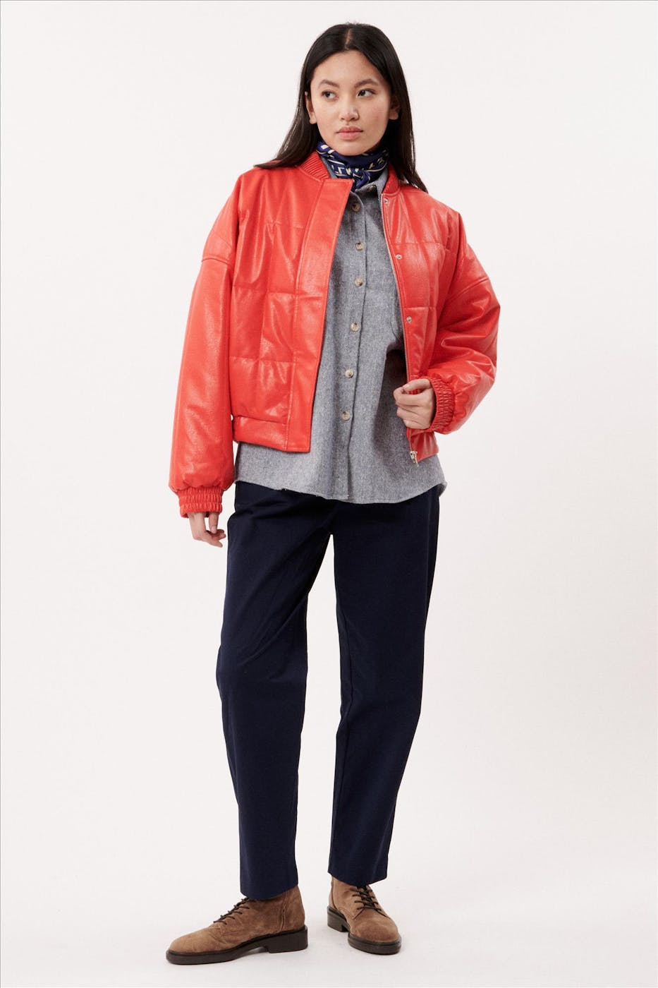 FRNCH - Rode Rita Bomber Jacket in leer