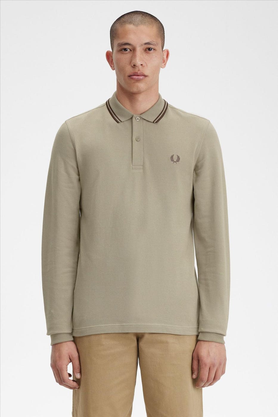 Fred Perry - Bruingrijze Twin Tipped polo