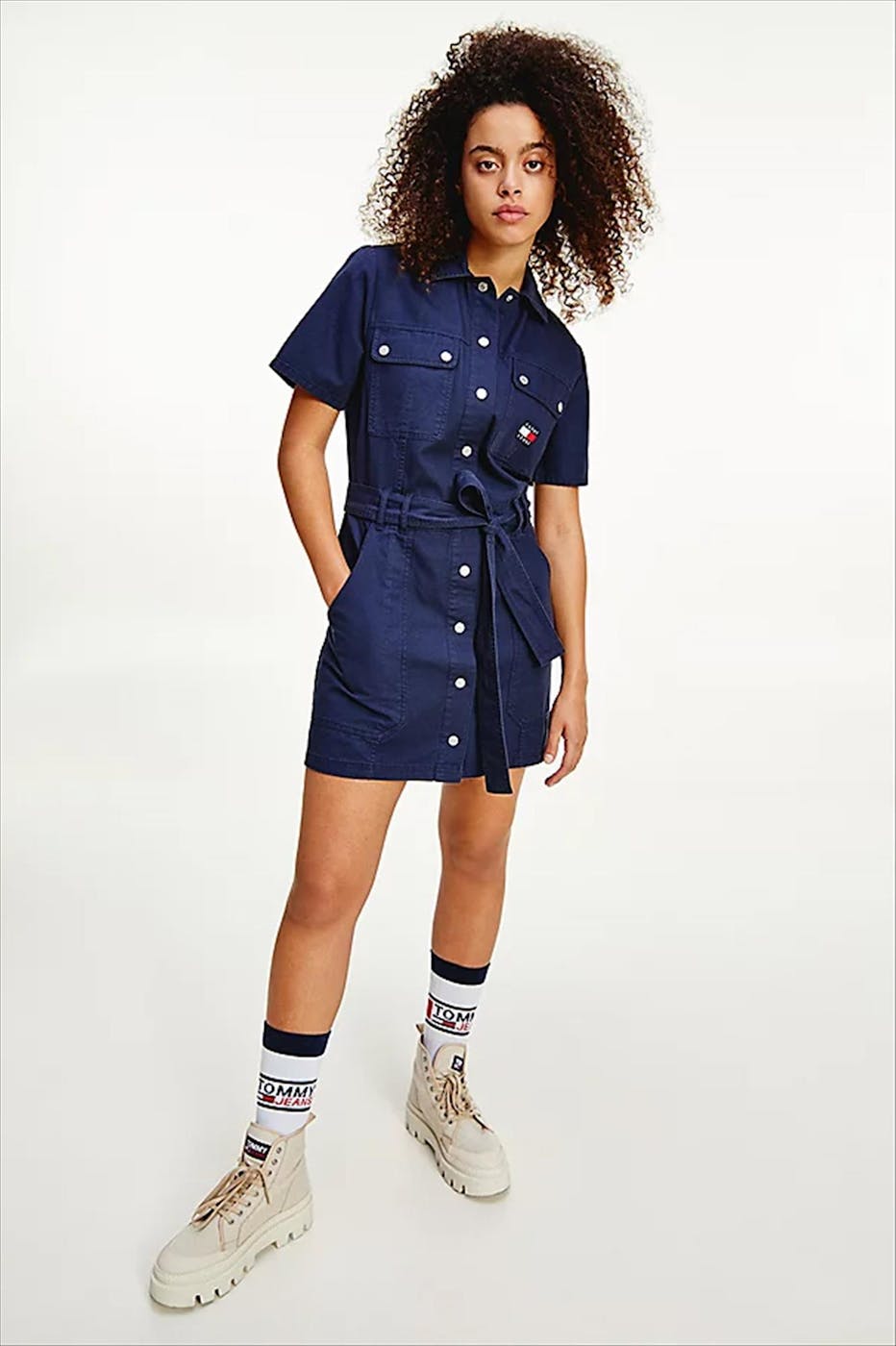 Tommy Jeans - Donkerblauwe TJW Belted Utility jurk