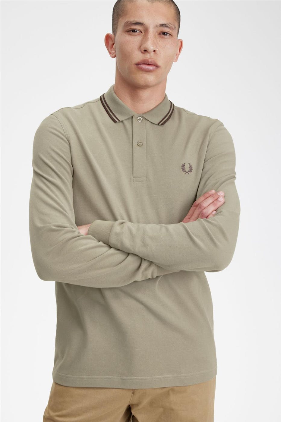 Fred Perry - Bruingrijze Twin Tipped polo