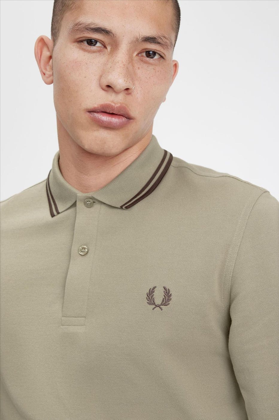 Fred Perry - Bruingrijze Twin Tipped polo