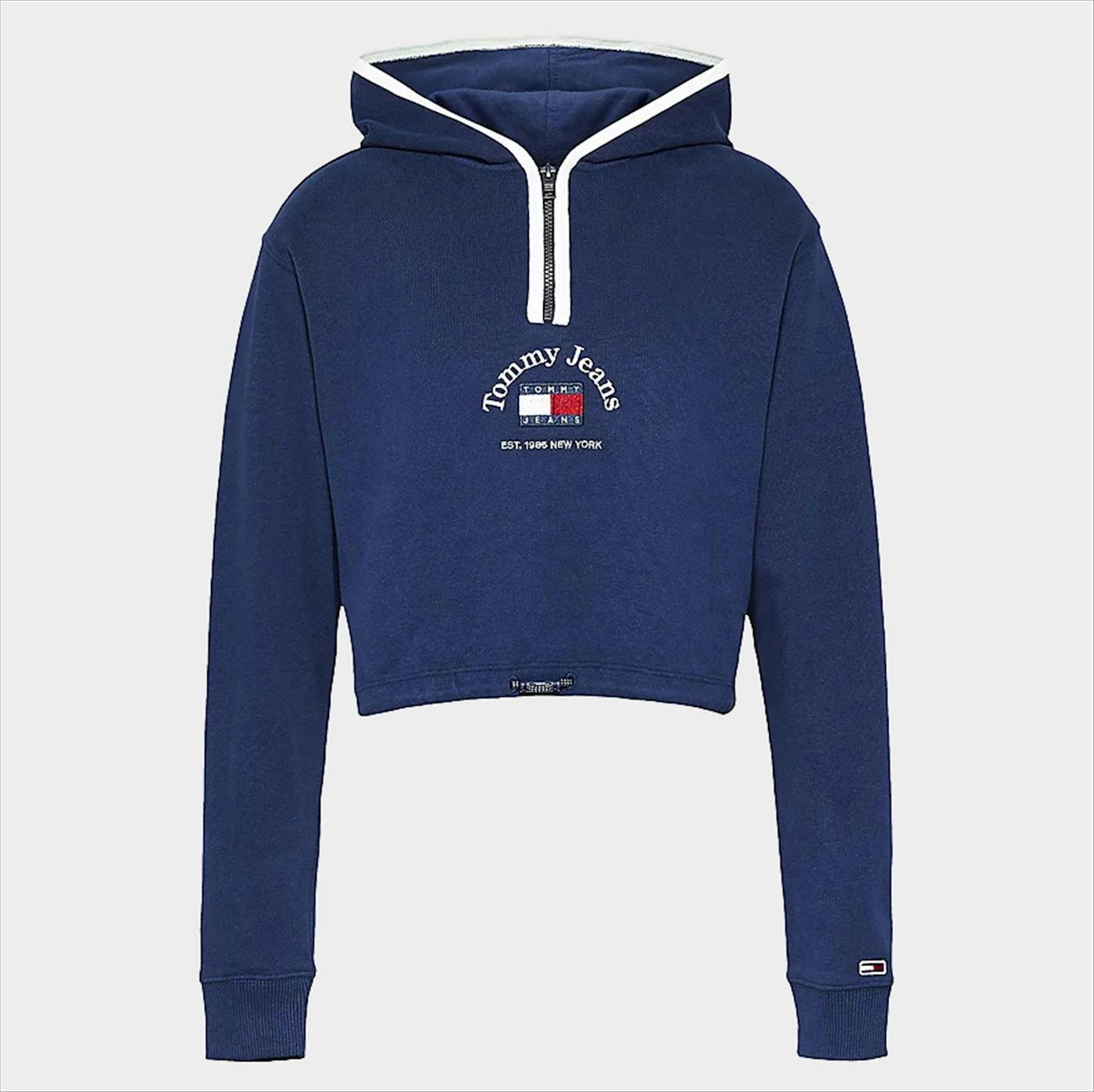 Tommy Jeans - Donkerblauwe TJW Crop Timeless Tommy 1 Hoodie