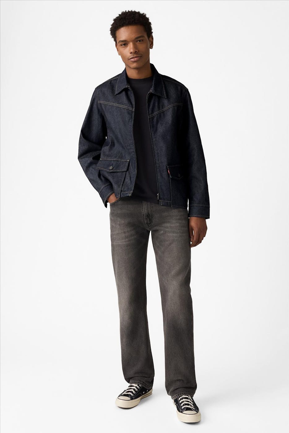 Levi's - Donkergrijze 555 relaxed straight jeans