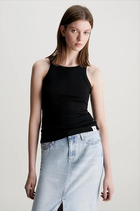 Calvin Klein Jeans - Zwarte Ribjersey top