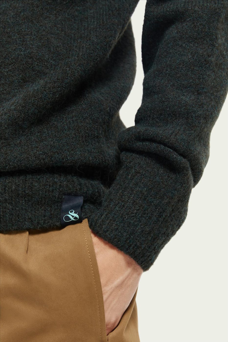 Scotch & Soda - Donkergroene Melange Crewneck Trui