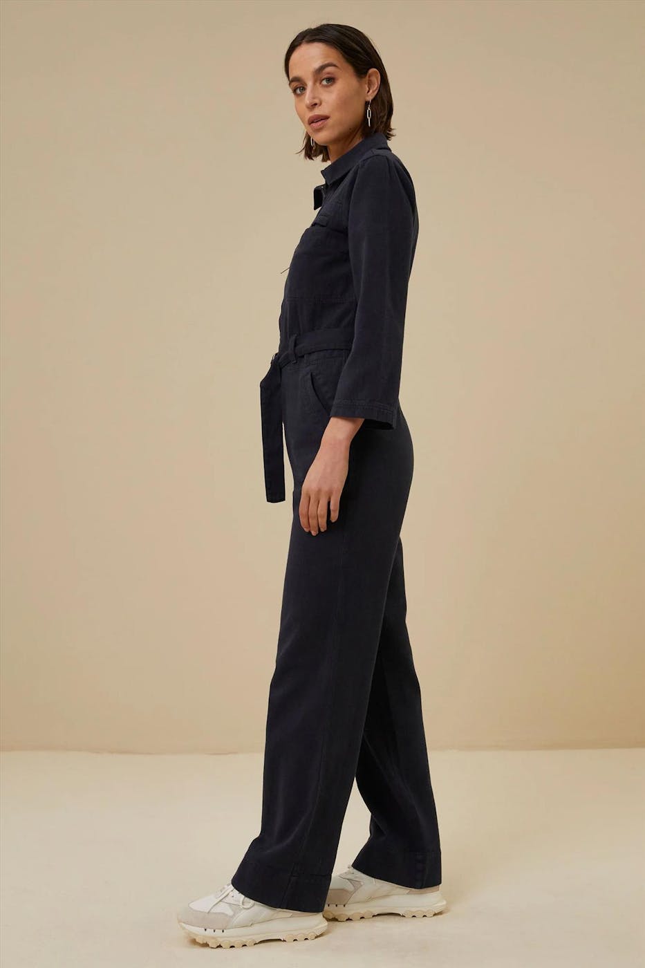 BY BAR - Donkergrijze Louise Twill jumpsuit