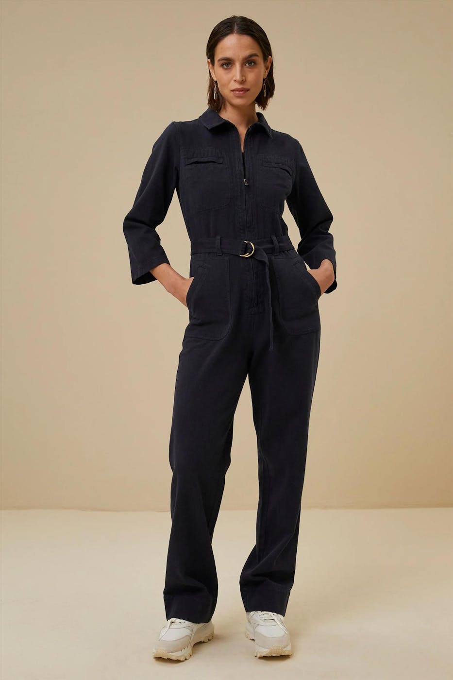 BY BAR - Donkergrijze Louise Twill jumpsuit