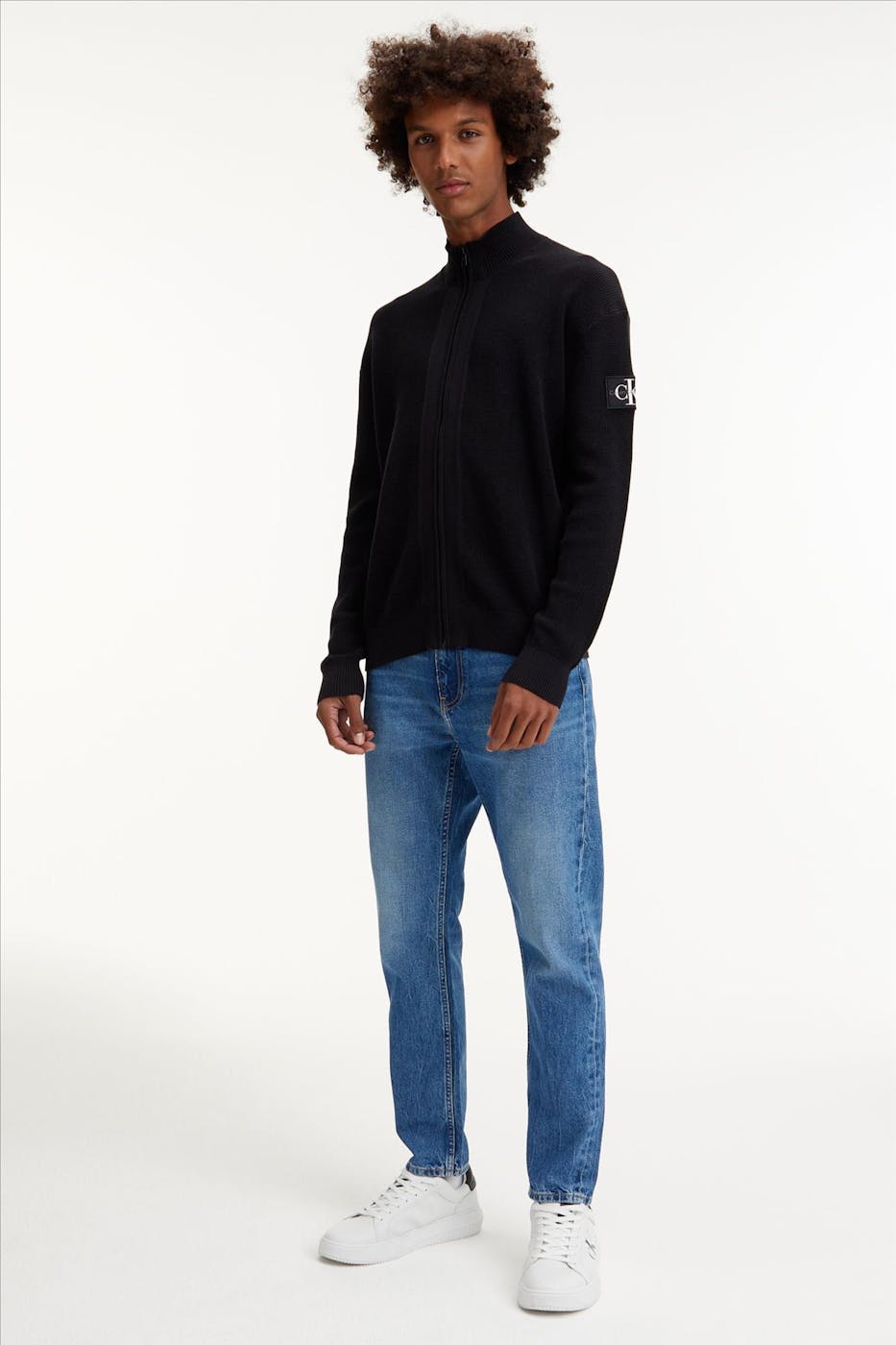 Calvin Klein Jeans - Zwarte Texture Badge cardigan